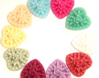 20 pcs of resin heart cabochon-16x18x5mm-RC0455-Mixture color