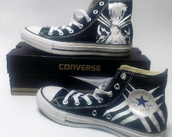 Hugh Jackman as Wolverine Fanart Hand Painted Converse All Star HiTop Sneakers Black M+W Sizes Canvas