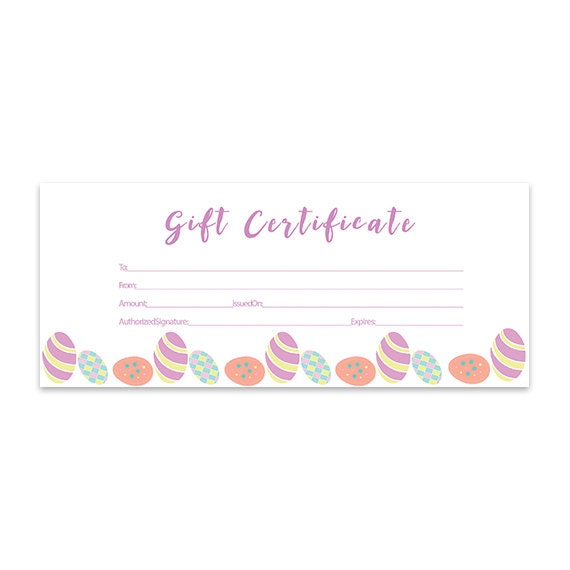 Items similar to Easter Eggs Blank Gift Certificate, Download, Premade