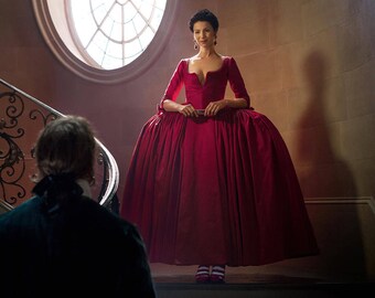 Outlander Claire red dress costume paris gown