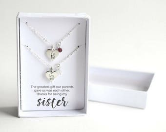 Big Sis Little Sis Necklace Set Gift for Sister Sorority