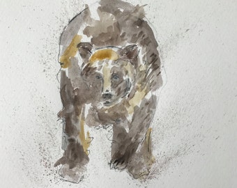 Original pen and ink drawing with watercolor wash "Basel"