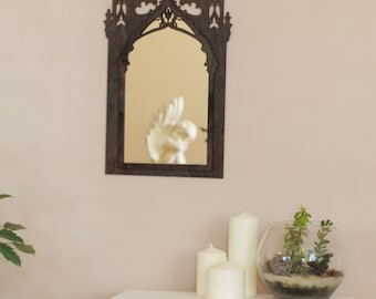 gothic mirror, medieval windows mirror, gothic furniture, gothic home decor