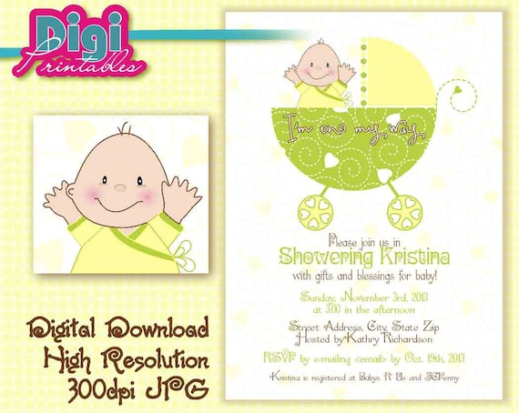 Baby Shower Invitation Gender Unknown Digital Download DIY