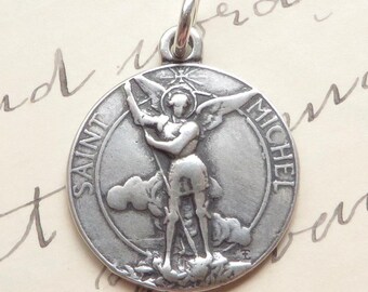 Sterling Silver St Michael the Archangel Medal - Antique Replica