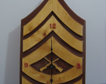 SALE! - Military "Confederate" Stripes Wall Clock - All Wood!