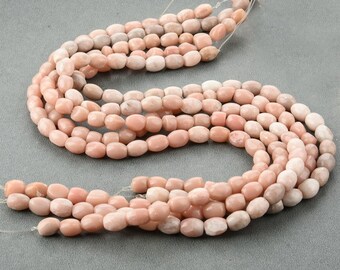 One Strand Pinkstone Conformal Faceted Cuboid Beads 7mm