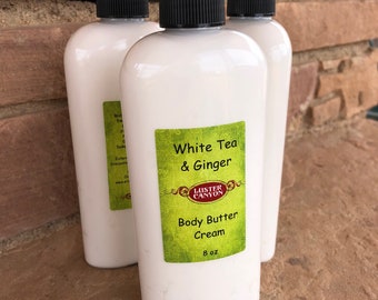 White Tea and Ginger Body Butter Cream, 8 ounce, Pump Bottle
