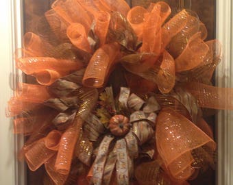 Fall deco mesh wreath