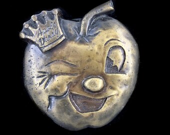 Vintage 1980s Apple Dandy Fruit Advertising Company Hudson Valley Belt Buckle
