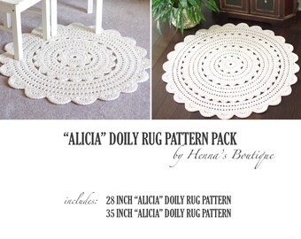 Crochet Doily Rug Pattern Pack - "ALICIA" doily rugs - PDF