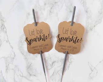 20 Let Love Sparkle | Sparkler Tags | Wedding Favors | Wedding Favor Tags | Custom Tags | Party Favor Tags