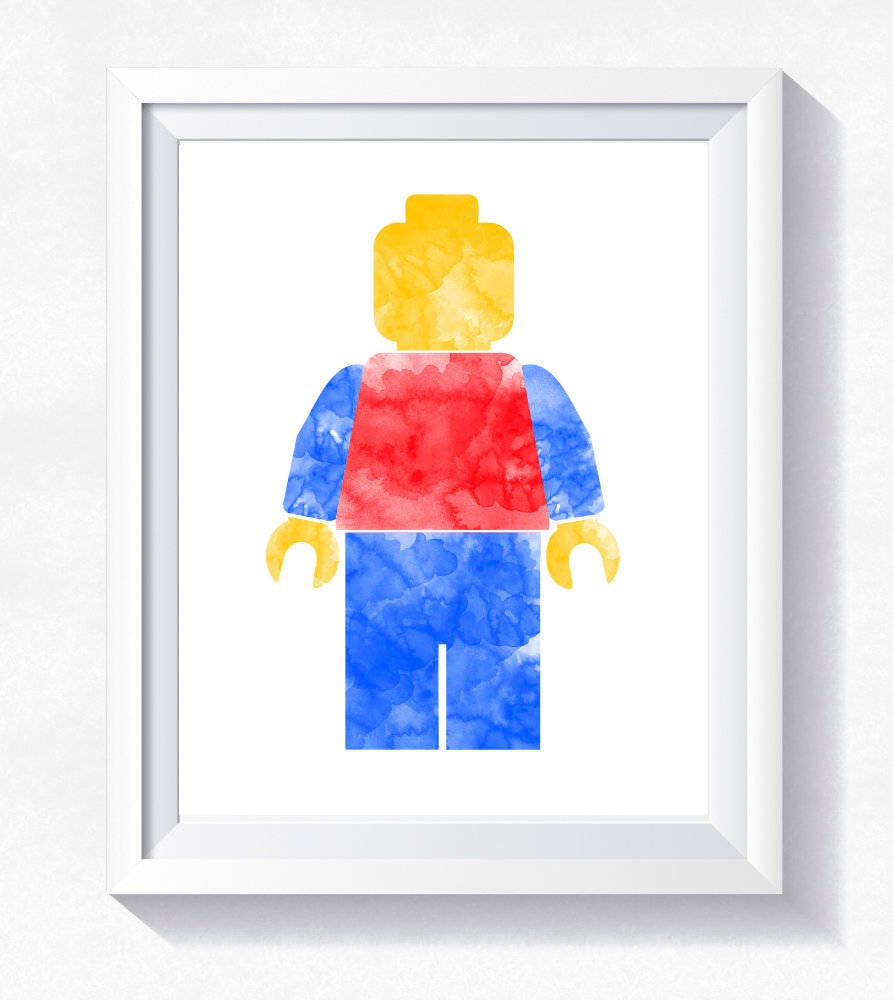 Lego Classic Minifigure print Lego printable Lego watercolor