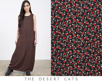 vintage 90s dress vintage 1990s black and red floral sun dress vintage grunge goth floral tank dress vintage 90s floral grunge spring dress