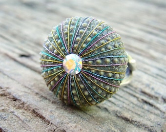 Sea Urchin Ring - Sterling Silver Multicolor Jewelry