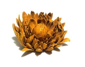 Leather Flower, Yellow Brooch, Leather Brooch, Yellow Flower Brooch, Yellow Brooch, Leather Jewelry, Gift/for/Mom, Womens Jewelry, Wife gift