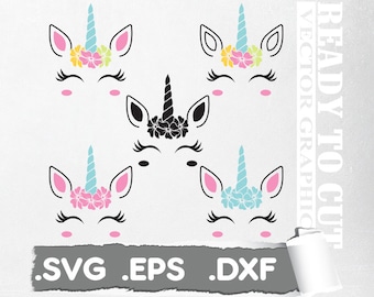 Unicorn svg unicorn eyelashes unicorn birthday svg Magical unicorn svg unicorn face svg Cricut, Silhouette Cut File SVG DXF EPS