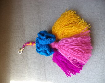 BAG CHARM. COLORFUL.Key Chain embelishment. Pom Pom Charm. Tassel Charm. Tassel Handbag Charm. Tassel Embelishment.