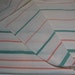 Vintage 70's, Eco White/Green/Pink Striped Flat Sheet, Multicolor Stripes, Linen Eco Green Flat Striped Sheet, New Flat Sheet, 54 " x 79 "