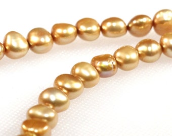 7.5 mm golden side drilled potato pearls