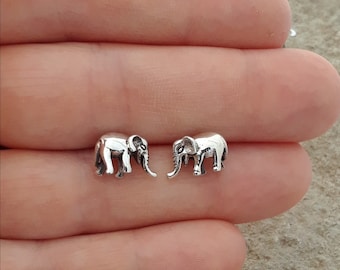 Elephant Earrings, Solid Sterling Silver Elephant Earrings, Safari Jewelry, 3D Elephant Stud Earrings