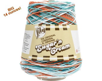 AHOY OMBRE 14oz Sugar N Cream Cotton Cone yarn 14oz cone yarn, Ahoy Cotton dish cloth yarn, Lily Sugar N Cream cotton, 14 ounce Cotton >