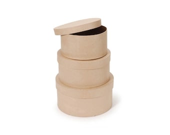 Paper Mache Box Set - 3 boxes per set in 8, 9 and 10 Inch - Kraft Cardboard Craft Supplies