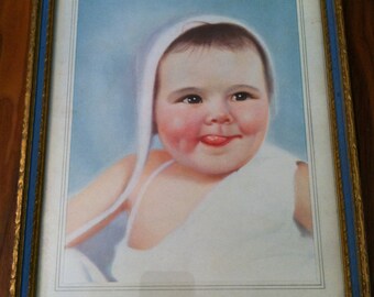 Vintage P & G PROCTER AND GAMBLE 1931 Framed Baby Print