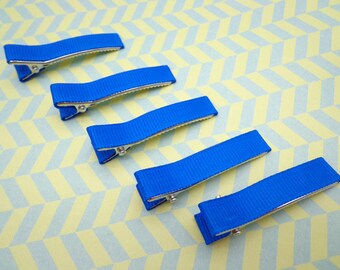 Sale--50 pcs girl hair clips --royal blue satin hair clips - girl barrettes
