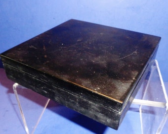 246--Vintage antique Chinese black ink square slab w, a deep triangle hole as a water ink reservoir at corner