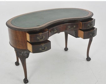 Kidney Shaped Desk, Mahogany Desk, Edwardian Writing Table, Scotland 1910, B967