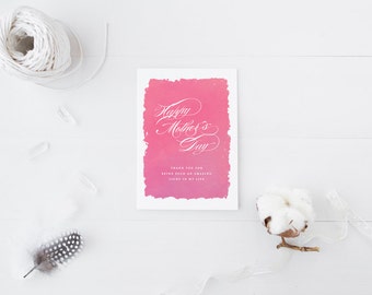 Greeting Card, Pink Watercolor Card, Mother's Day Card, Elegant Calligraphy, You are a Light, Light in My Life