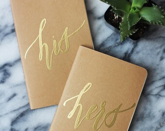 Personalized Vow Books (Set of 2) - Embossed Gold/Silver Calligraphy - Perfect for your Wedding Day