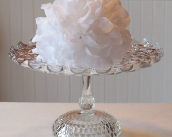 14" Cake Stand / Clear Glass Cake Stand / Wedding Cake Stand / Vintage Cake Stand / Dessert Stand