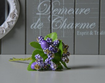 Set of 2 bunches of flowers artificial purple color
