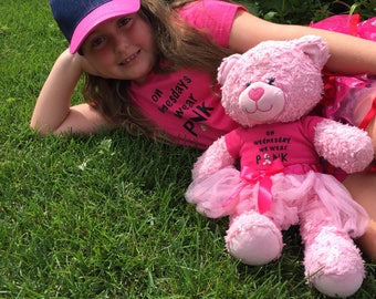 Child christmas gift, personalized child gift, matching bear shirt, Breast cancer shirt, on Wednesdays we wear pink, mean girls shirt, PINK