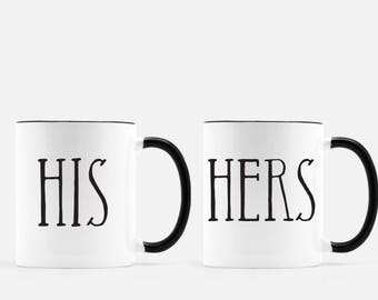 Set of 2 Coffee Mugs, His & Hers coffee mugs His and Her Coffee Mugs Wedding Gift Engagement Gift Anniversary Coffee Mug Husband Wife Mugs