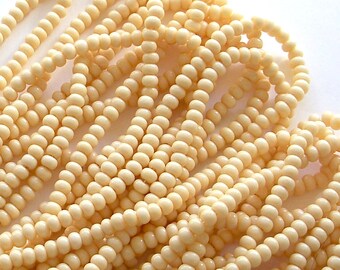 Opaque Bone 6/0 Czech Beads, Preciosa Rocaille, Off White Seed Beads, 4mm Bone Seed Beads