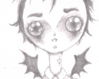 Vampire Bat - A5 Original - Drawlloween 2017