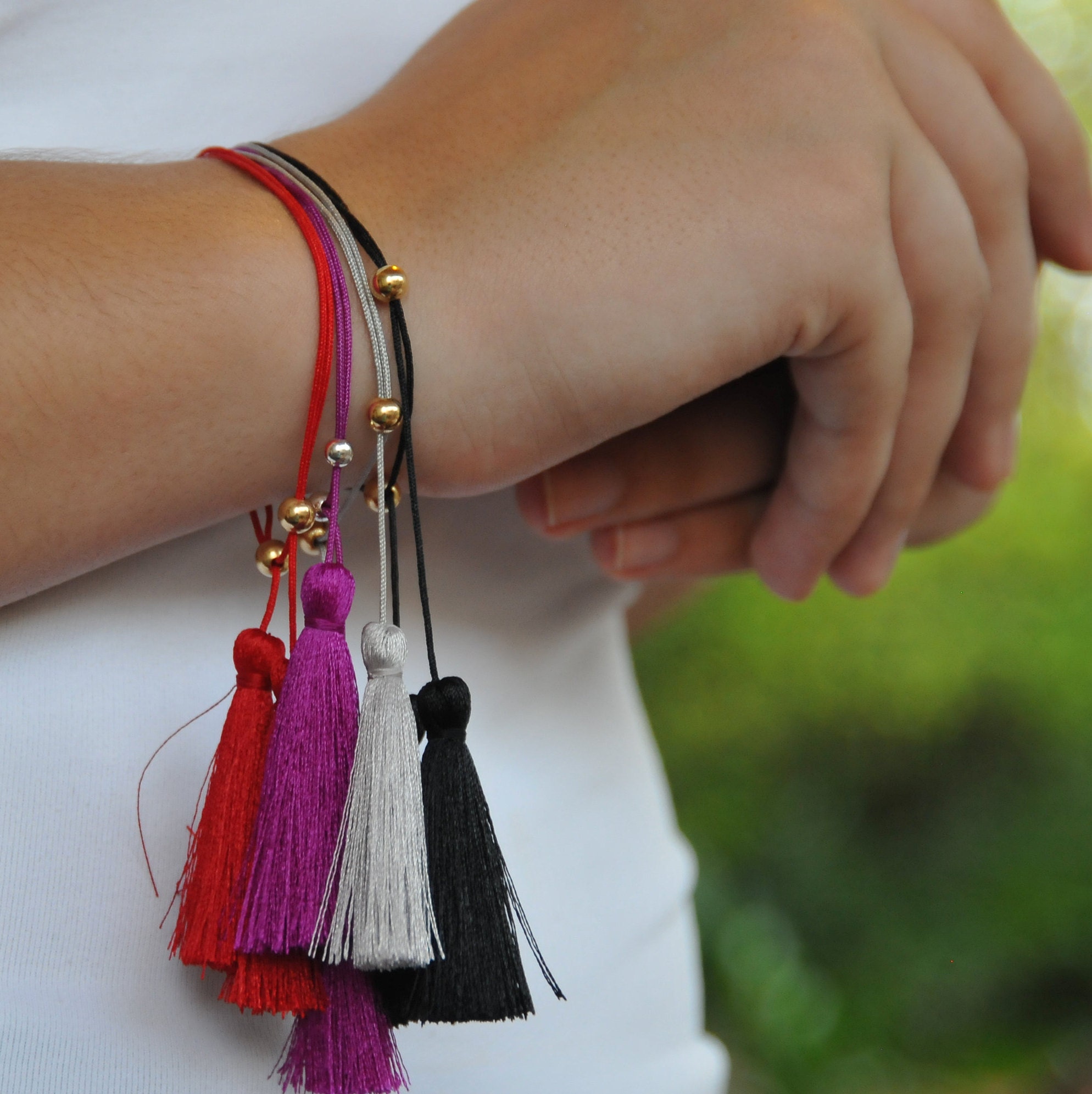 Adjustable Tassel bracelet black tassel braceletred tassel