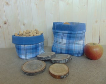 Denim and flannel shirt basket