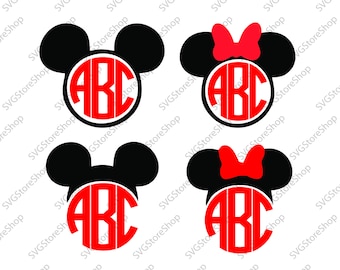 Mickey monogram svg, Minnie monogram svg, Minnie svg, Mickey svg, Disney svg, Disney bundle svg, Bow svg, Disney cricut, Disney monogram svg