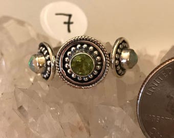 Opal and Peridot Ring, Size 7
