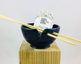 Hand-thrown small Yarn Bowl in Cobalt Blue.
