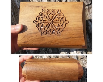 Handcrafted Curve Armenian Wooden Box with Endless Knot
