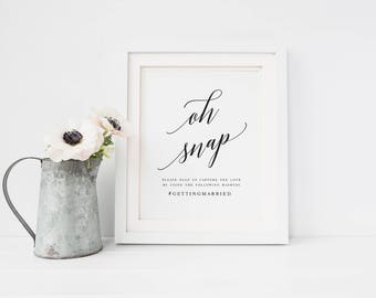 Elegant oh Snap Wedding Sign Template Oh Snap Wedding Sign Wedding Hashtag Sign Hashtag Sign Template Modern Calligraphy oh Snap #WP30