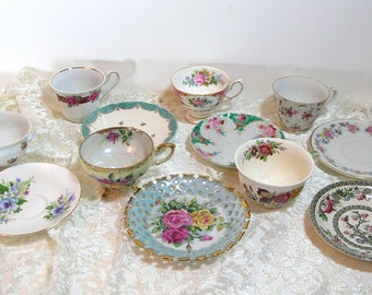 Teacups And Saucers, Mismatched Teacups And Saucers, Instant Collection of Six Sets