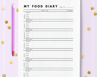 Printable food diary | Etsy