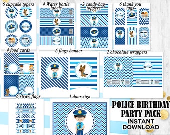 Police Party pack Police Birthday decorations Police party decorations Birthday pack INSTANT DOWNLOAD