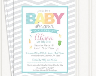 Chevron Baby Shower Invitations